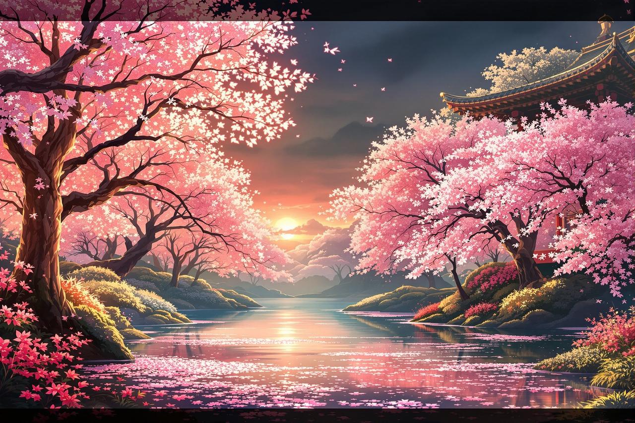 ai入口作品展示 - 花间绘梦师 — 场景美术